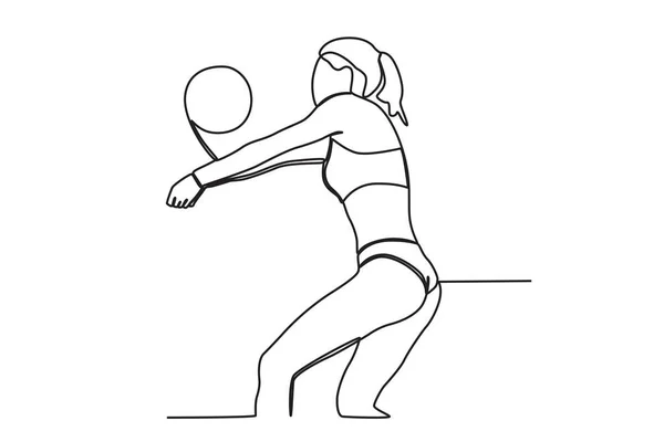 Ein Mann Springt Einen Volleyball Erhalten Beachvolleyball Einbahnstraße — Stockvektor
