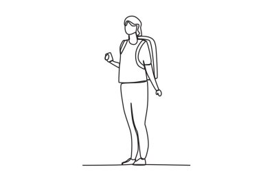 Yolculara servis yapan bir havaalanı çalışanı. Havaalanı faaliyeti bir satır çizim