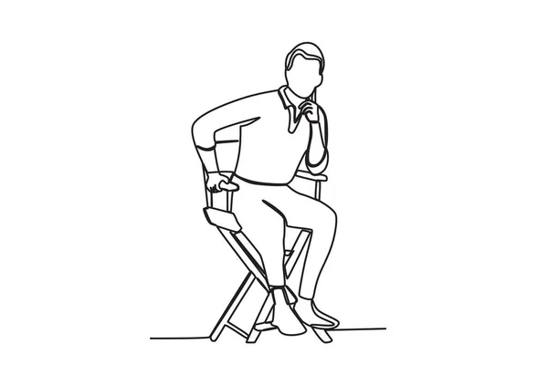 Ένας Διευθυντής Κάθεται Μια Καρέκλα Δίνοντας Οδηγίες Σκηνοθεσία — Διανυσματικό Αρχείο