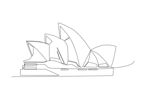 Sydney Avustralya 'daki Sydney Opera Salonu' nda sanat eseri. Tarihi bir satırlık çizim