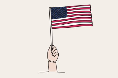 Bir el Birleşik Devletler bayrağını kaldırdı. Tek satırlık bayrak çizimi