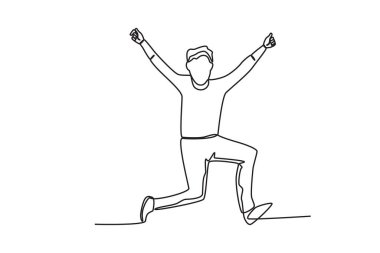 Dünya Gençlik Günü etkinliğinde eğlenen bir adam. Dünya Gençlik Günü tek satır çizimi