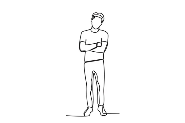 Hombre Posa Con Las Manos Pecho Día Mundial Juventud Dibujo — Archivo Imágenes Vectoriales