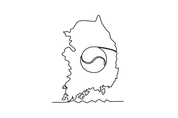 Mapa Símbolo Coreia Dia Libertação Nacional Coréia Desenho Uma Linha —  Vetores de Stock