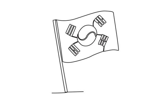 Koreansk Flagga Påle Nationell Befrielsedag För Korea Linje Ritning — Stock vektor