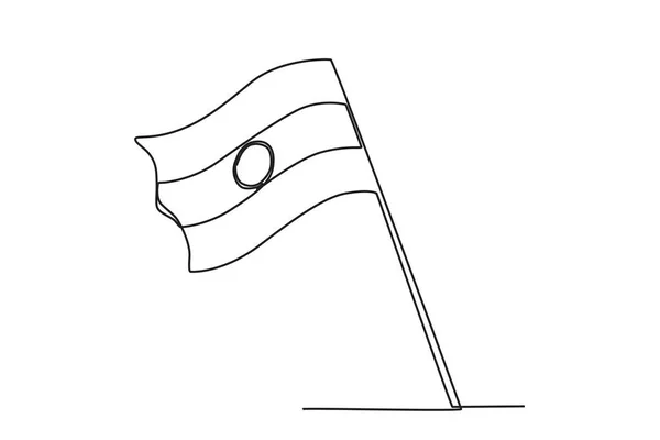 Індійський Прапор Високому Полюсі День Незалежності Індії Однорядковий Малюнок — стоковий вектор