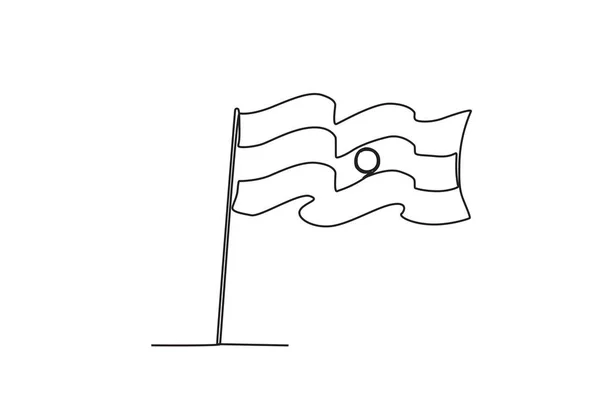 Индийский Флаг Развевающийся Ветру Индийский День Независимости Один Ряд — стоковый вектор