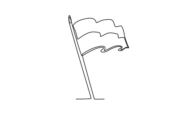 旗がポールに掲揚された インドネシア独立記念日オンラインドローイング — ストックベクタ