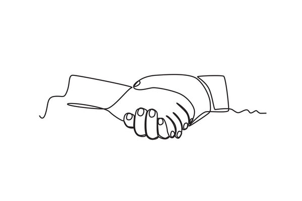Two hands stretched out to each other. World humanitarian day one-line drawing