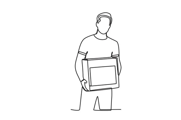 Homme Excité Portant Une Boîte Carton Journée Mondiale Humanitaire Dessin — Image vectorielle