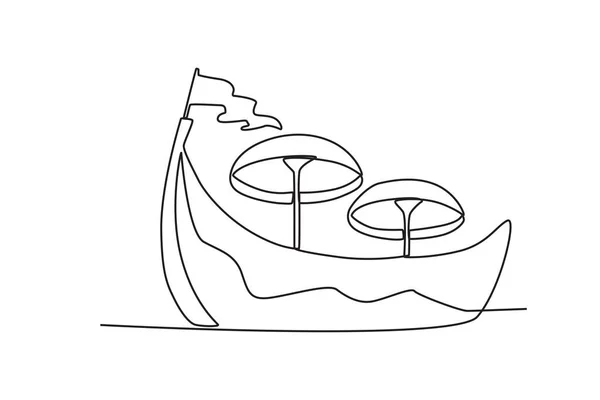 Una Barca Festival Onam Disegno Una Riga Onam — Vettoriale Stock
