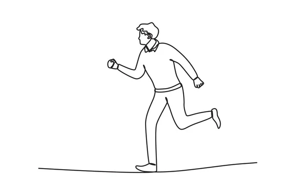 Homme Marche Doucement Sur Une Corde Raide Obstacle Travail Dessin — Image vectorielle