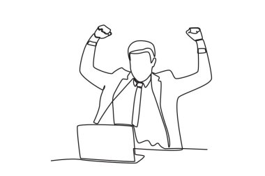 Bir çalışan kariyerinde başarılı olur. İş yerinde hedefe ulaş