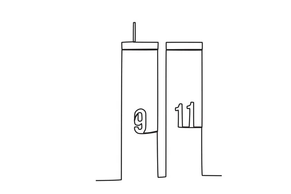 Concept Commémoration 911 Dessin Une Ligne 911 — Image vectorielle