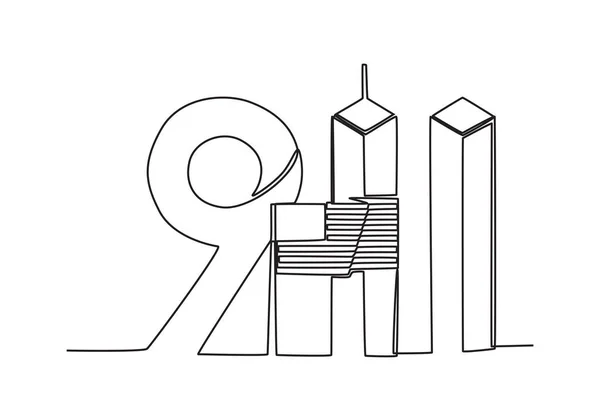 Флаг Номер 911 Однострочный Рисунок 911 — стоковый вектор