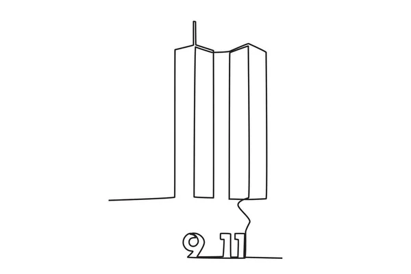 塔楼和211号911单线绘图 — 图库矢量图片