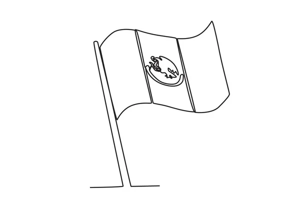Mexikansk Flagga Fladdrar Independencia Mexico Linje Ritning — Stock vektor