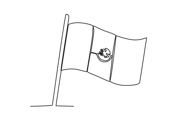 Flagga För Landet Mexiko Independencia Mexico Linje Ritning — Stock vektor