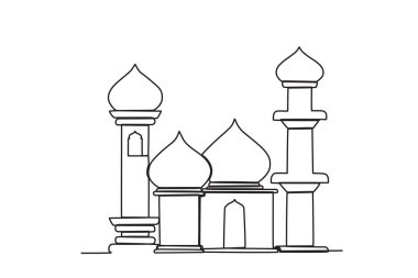 Müstehcen kutlamalar için güzel bir cami. Mawlid tek satırlık çizim