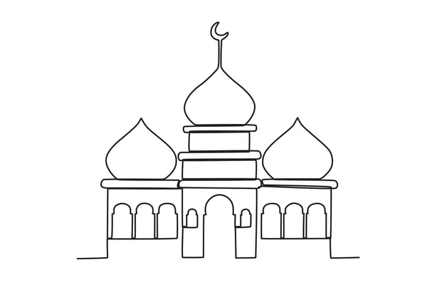 Müslümanlar Için Bir Cami Tasviri Mawlid Tek Satırlık Çizim — Stok Vektör