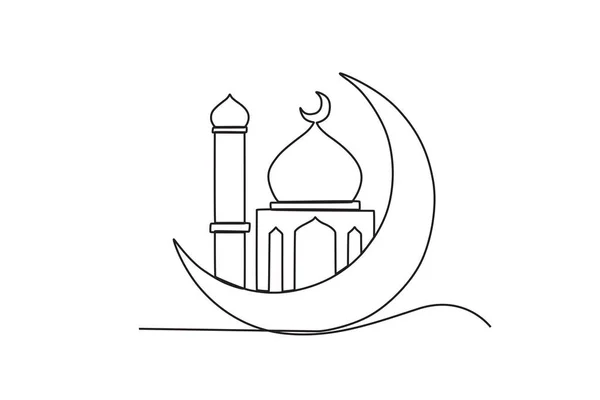 Muhammed Doğum Gününü Kutluyoruz Mawlid Tek Satırlık Çizim — Stok Vektör