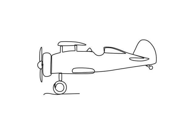 复古飞机侧视图 复古平面单线绘图 — 图库矢量图片