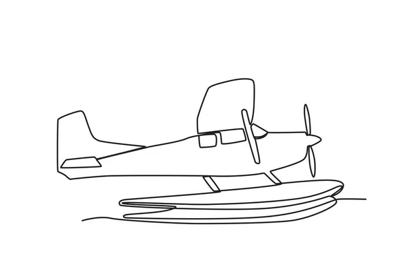 一架老式直升机 复古平面单线绘图 — 图库矢量图片