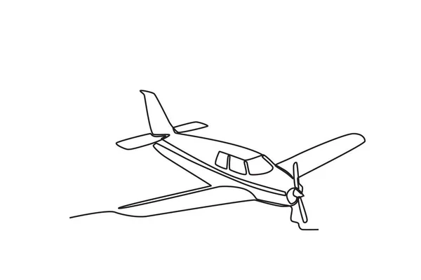 ヴィンテージ航空機のフロントビュー ヴィンテージプレーンワンライン図面 — ストックベクタ