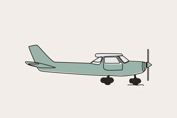 Illustration Couleur Une Vue Latérale Avion Vintage Plan Vintage Dessin — Image vectorielle