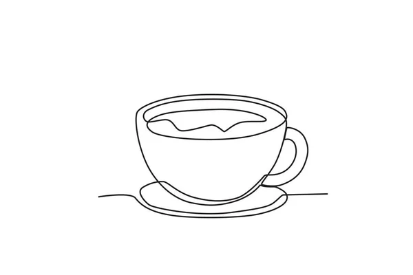 Cup Hot Coffee International Coffee Day One Line Drawing — Stock Vector