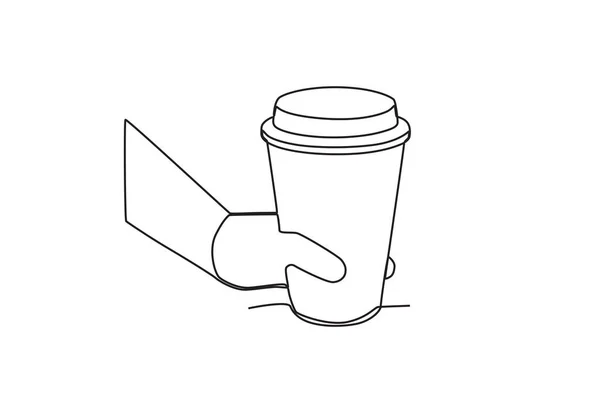 Uma Mão Segurando Copo Cafeína Dia Internacional Café Desenho Uma —  Vetores de Stock