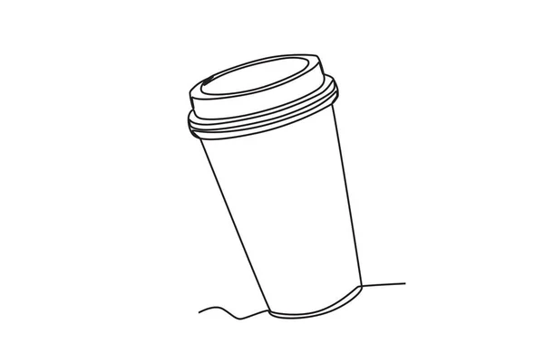 Kahve Günü Kutlaması Uluslararası Kahve Günü Tek Sıra Çizimi — Stok Vektör