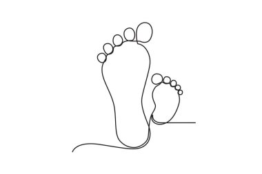 Ayak bebeği doğum sembolü. Hamilelik ve bebek kaybı farkındalığı bir satırlık çizim ayı