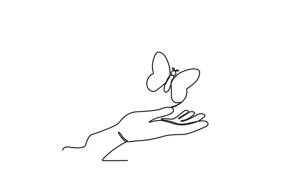 手と蝶について 妊娠と乳児の喪失意識月1行の図面 — ストックベクタ