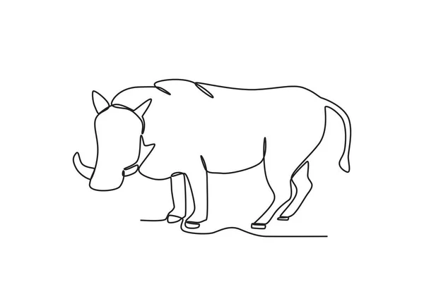 稻田里的奶牛世界动物日单线绘图 — 图库矢量图片