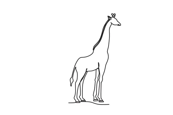 Långhalsad Giraff Världsdjurets Dag Linje Ritning — Stock vektor