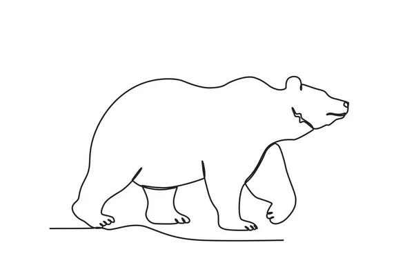 動物園に熊がいる 世界動物デーワンライン図面 — ストックベクタ