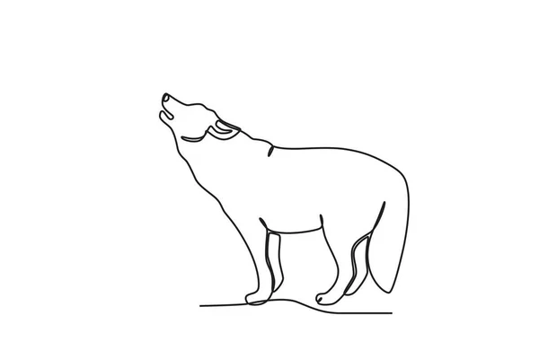 Lobo Ruge Por Noche Día Mundial Los Animales Dibujo Una — Archivo Imágenes Vectoriales