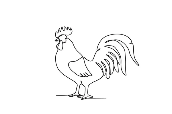 Gallo Puso Pie Galantemente Día Mundial Los Animales Dibujo Una — Vector de stock
