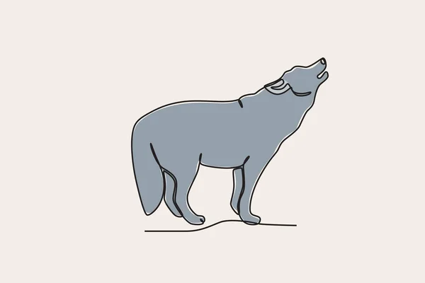 Έγχρωμη Απεικόνιση Ενός Λύκου Που Βρυχάται Παγκόσμια Ημέρα Των Ζώων — Διανυσματικό Αρχείο