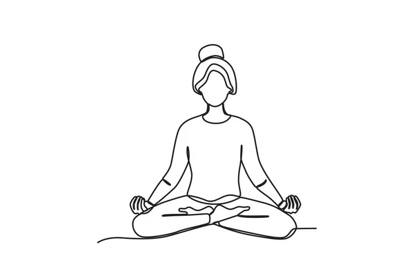Una Mujer Haciendo Yoga Día Mundial Salud Mental Dibujo Una — Archivo Imágenes Vectoriales