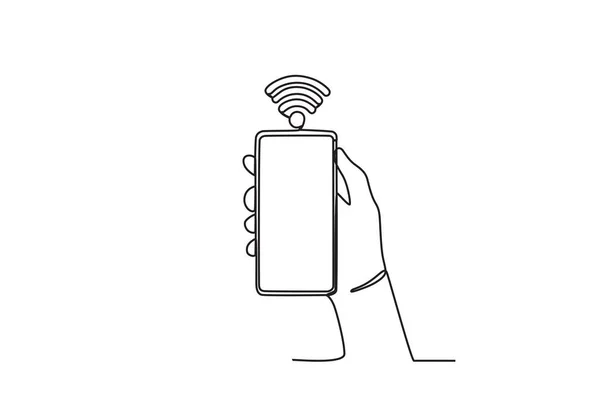 Une Main Montre Internet Sur Téléphone Portable Journée Internationale Internet — Image vectorielle