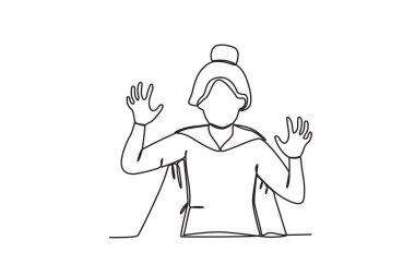 Cadılar Bayramı 'nda korkunç bir kostüm giyen bir kadın. Cadılar Bayramı tek satır çizimi