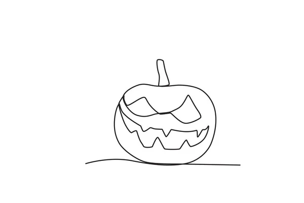 Laughing Pumpkin Halloween Halloween One Line Drawing — Stock Vector