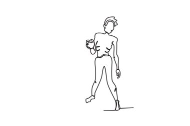 Ürkütücü bir hayalet yürüyor. Hayalet tek satırlık çizim