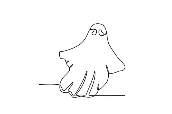 不気味な幽霊が飛び交う ゴーストワンライン図面 — ストックベクタ