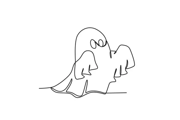 幽霊は人間を怖がらせている ゴーストワンライン図面 — ストックベクタ