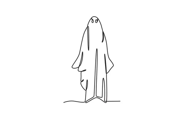 一个怪异的隐形鬼 幻影单线绘图 — 图库矢量图片