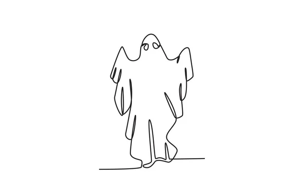 令人毛骨悚然的鬼魂幻影单线绘图 — 图库矢量图片