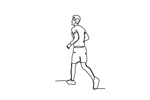 Vista Trasera Hombre Corriendo Por Mañana Actividades Matutinas Dibujo Una — Vector de stock